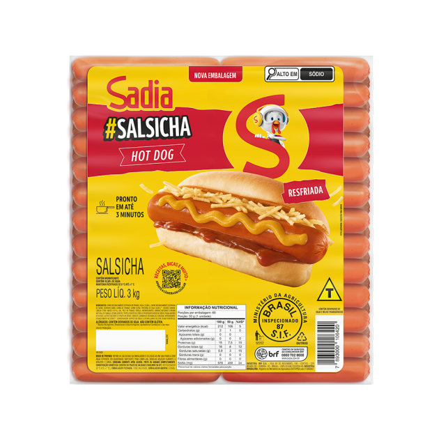 Sadia Salsicha Hot Dog Resfriada 3kg