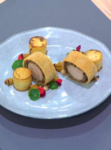 Poulet Crocante com Purê de Abóbora Defumado
