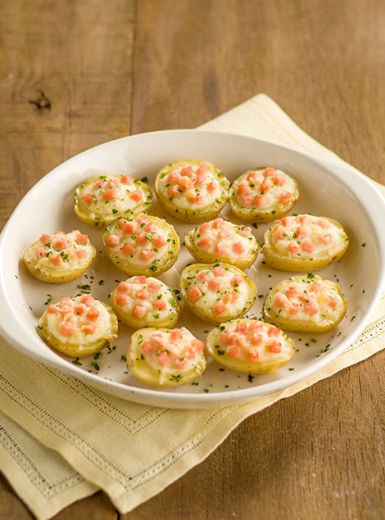 Mini Baked Potato Recheada com Requeijão e Peito de Peru
