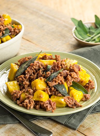 Nhoque de Abóbora com Molho de Carne Moída