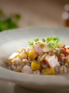 Risoto de Cevadinha com Peito de Peru Sadia